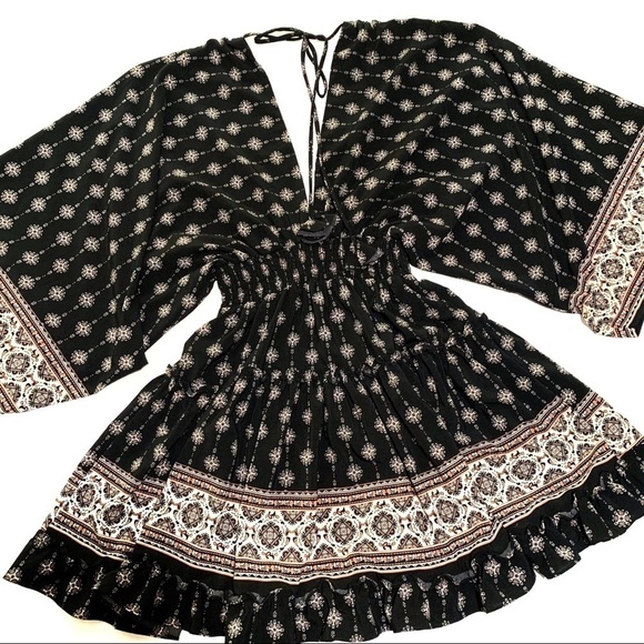 Misa Los Angeles Revolve Boho Deep V Dolman Sleeve Dress Womens Small - Picture 1 of 9